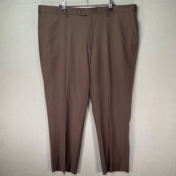 Mantoni Other - Mantoni‎ Dress Pants Mens 38 Brown Super 140s Wool Flat Front